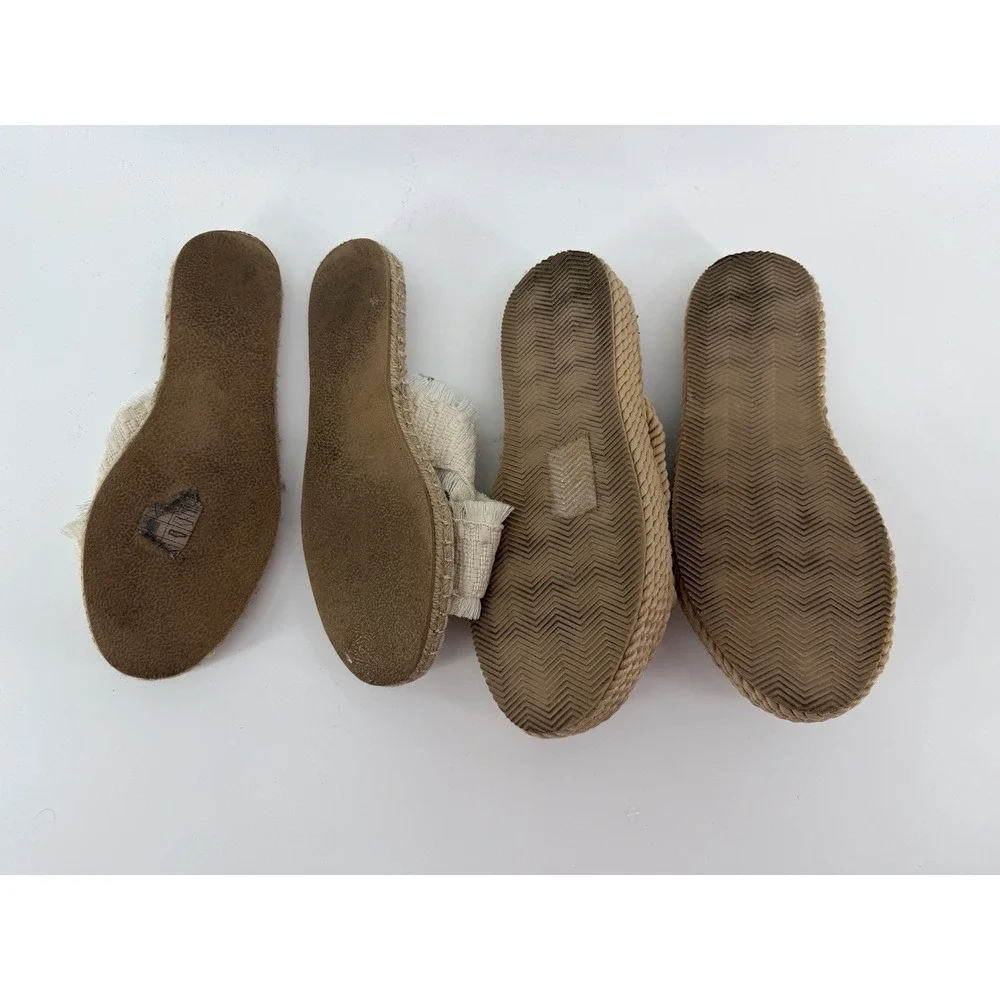 H&M Sandals Womens 8 Espadrille Slide Beige Slip On & Rope Knot Platforms Slides
